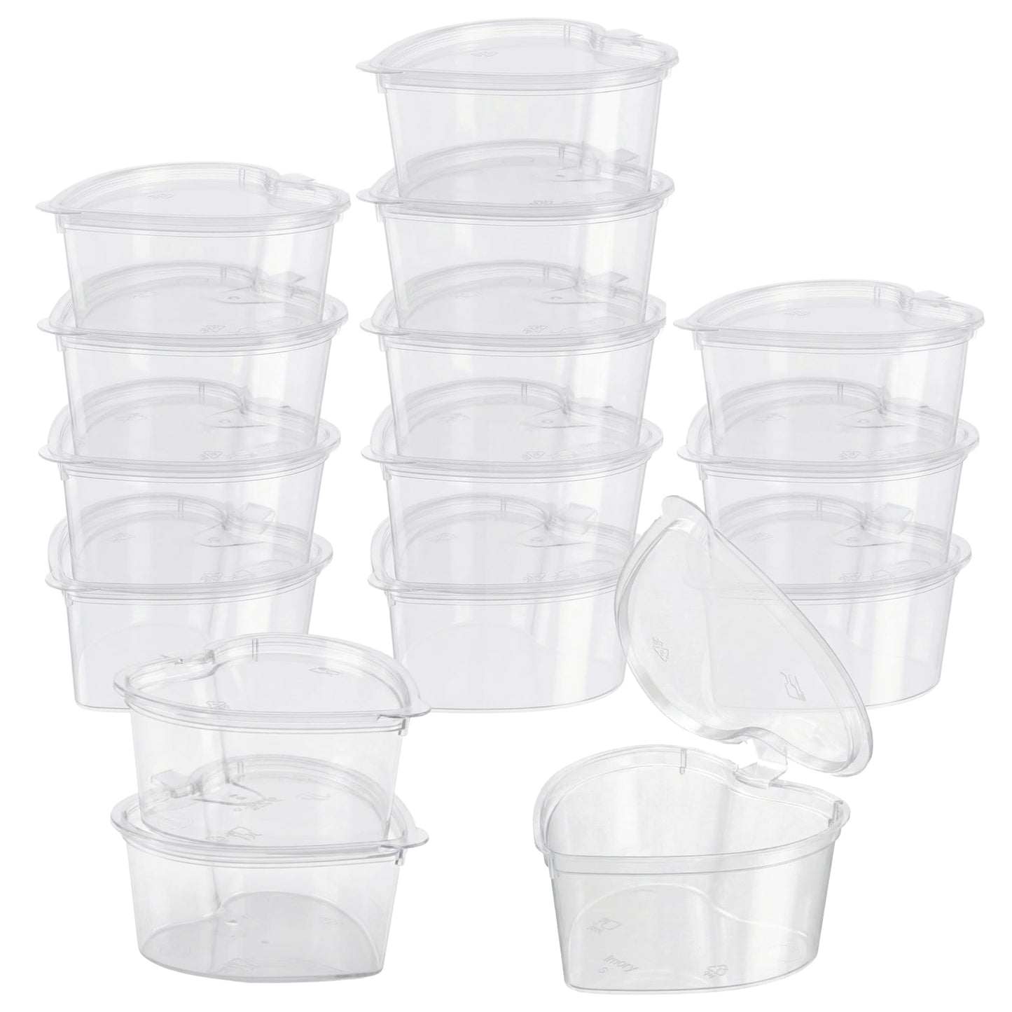 ICYANG 50-Pack Heart Shaped Jello Shot Cups with Lids, 1.5Oz Plastic Small Heart Containers for Party Favors, Desserts