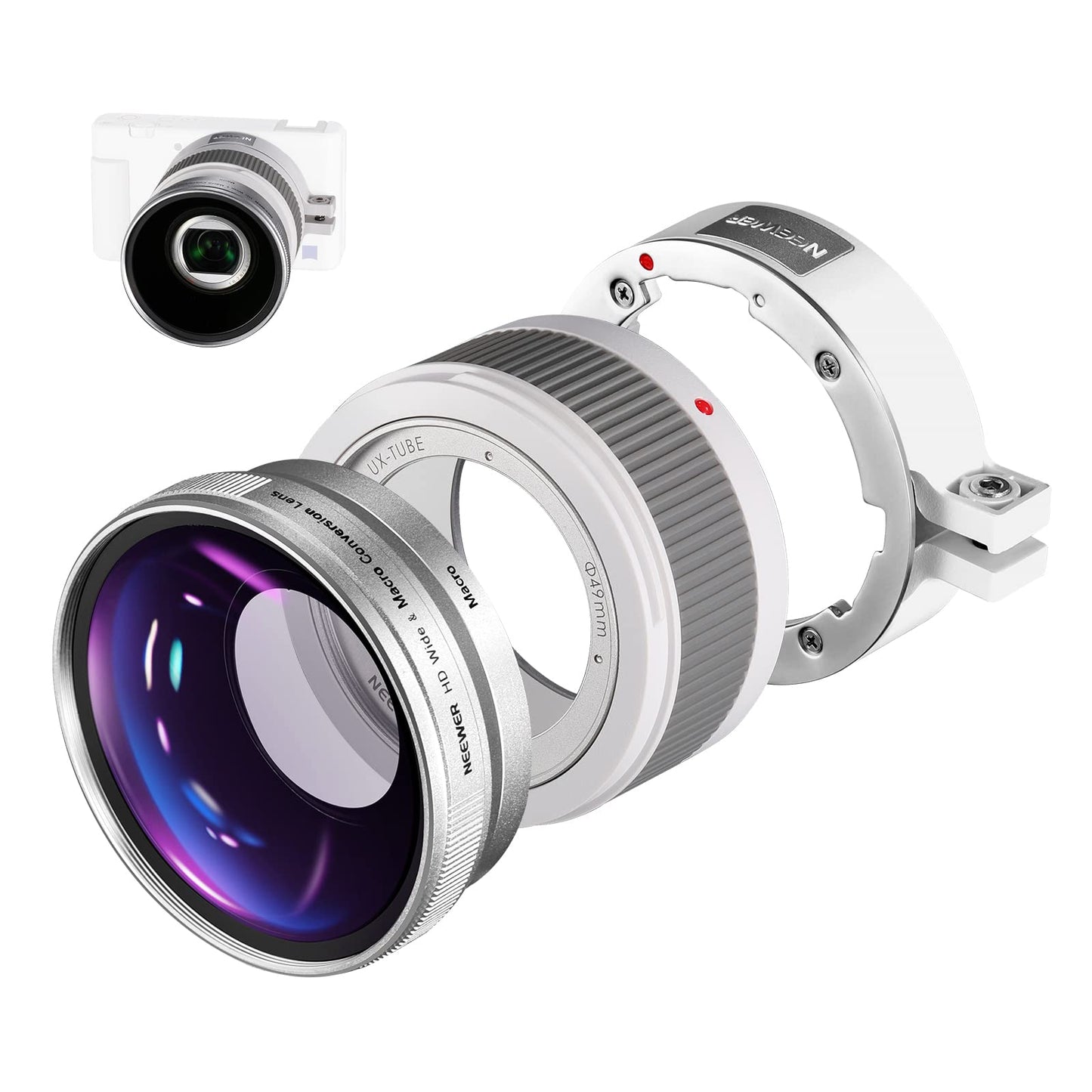 Neewer 2 In 1 18Mm Wide Angle & 10X Macro Lens With Extension Tube, Bayonet Mount Lens Adapter & Cleaning Cloth, Only Compatible