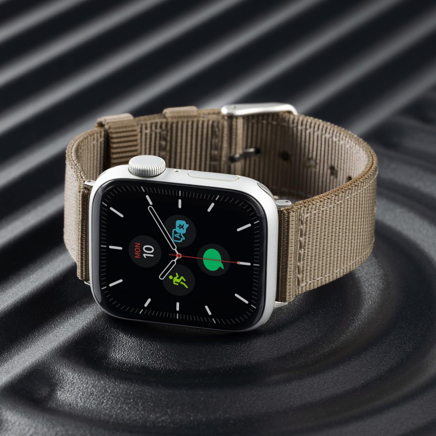 Archer Watch Straps - Premium Nylon Straps For Apple Watch (Khaki, Stainless, 44/45/46/49Mm)