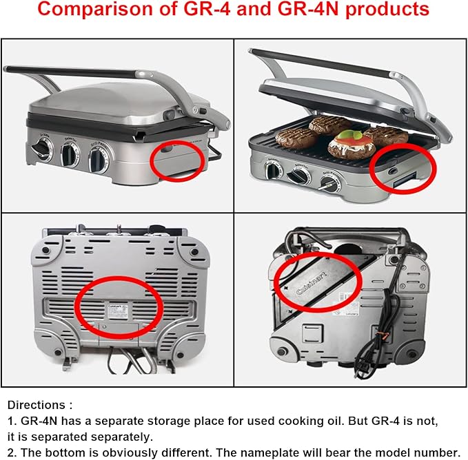 Waffle Plates for Cuisinart Griddler GR-4N, GR-5B, GR-6 and GRID-8N Series - 4 Slicer Nonstick Coating Baking Plates