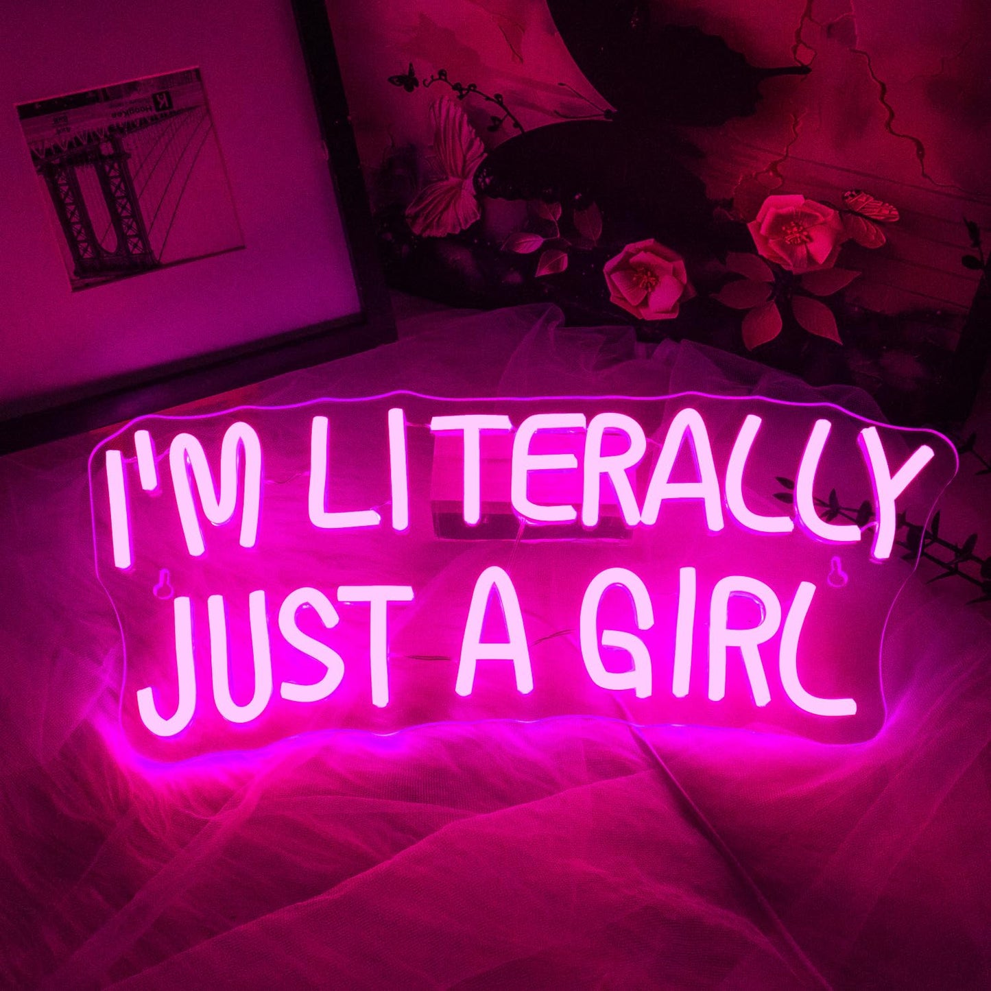 LUCUNSTAR Neon Sign - Pink LED Light for Wall Decor, Dimmable USB Connectivity, Perfect for Bedroom and Girlsroom Decor
