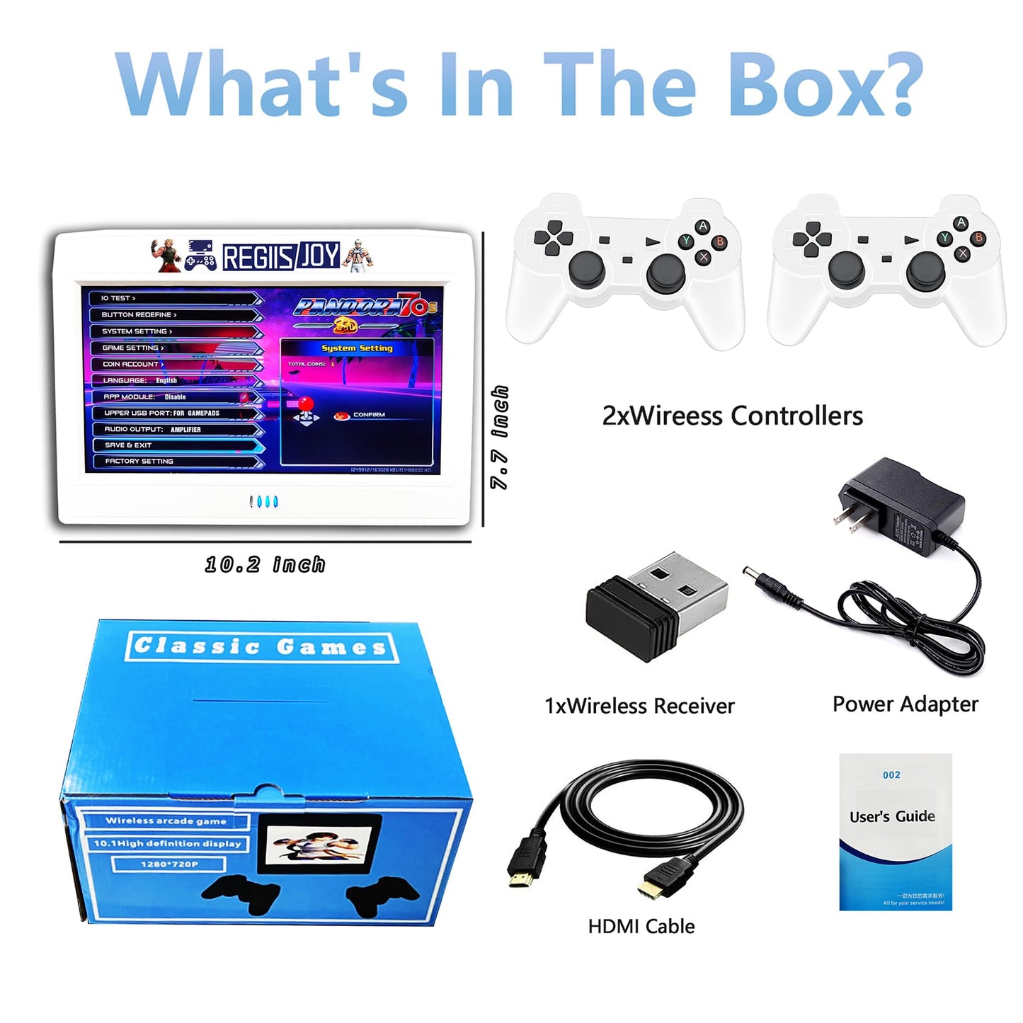 RegiisJoy 30000 in 1 Portable Arcade Game Console with HD Screen, Mini TV Pandora Box 70S Handheld 2.4GHZ Wireless Controllers Search/Hide/Save/Load/Pause Games