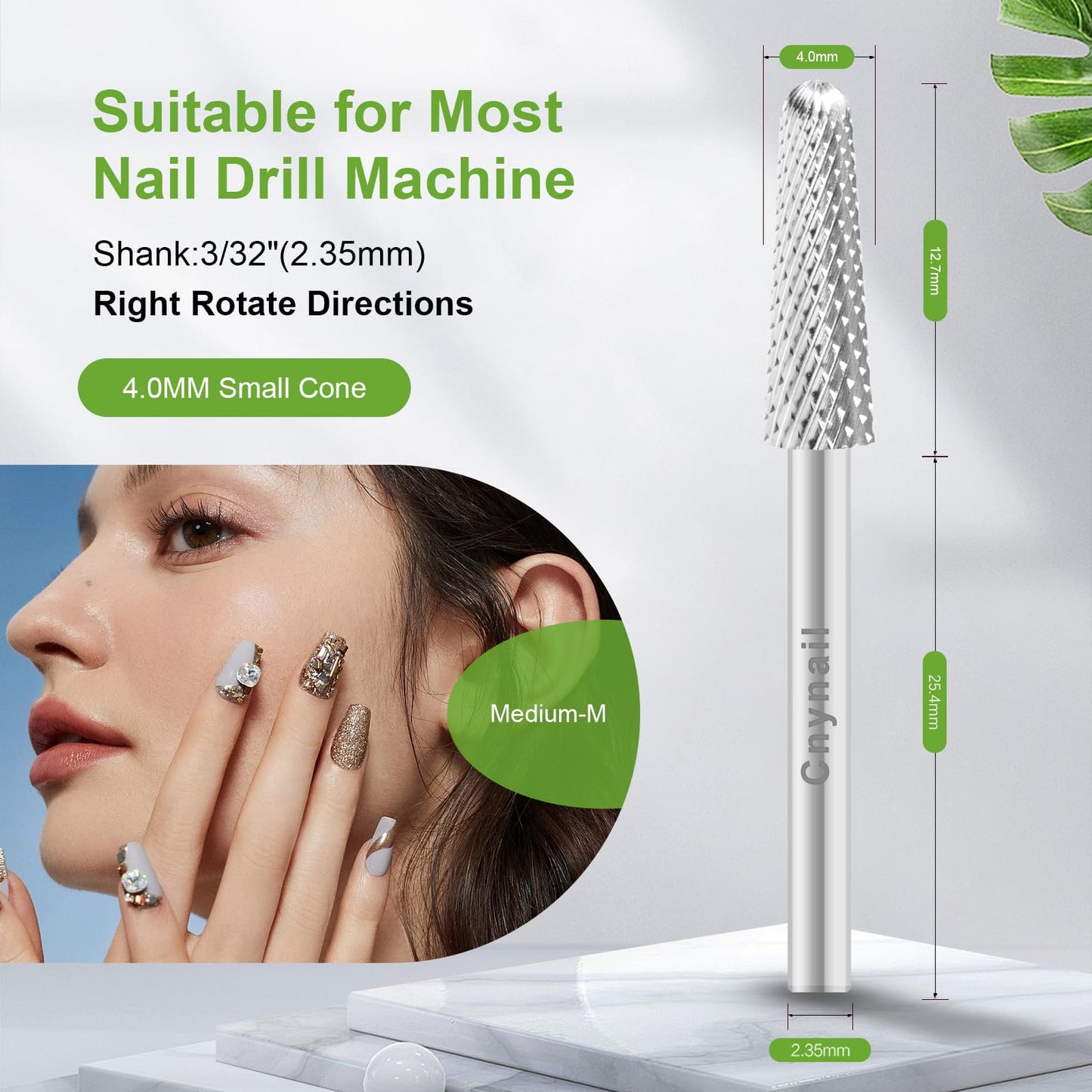 Cnynail Cnynail 3/32 4.0MM Small Cone Clean Medium Grit Carbide Cuticle Cleaner Bit for Electric Nail Drills - Professional Mani