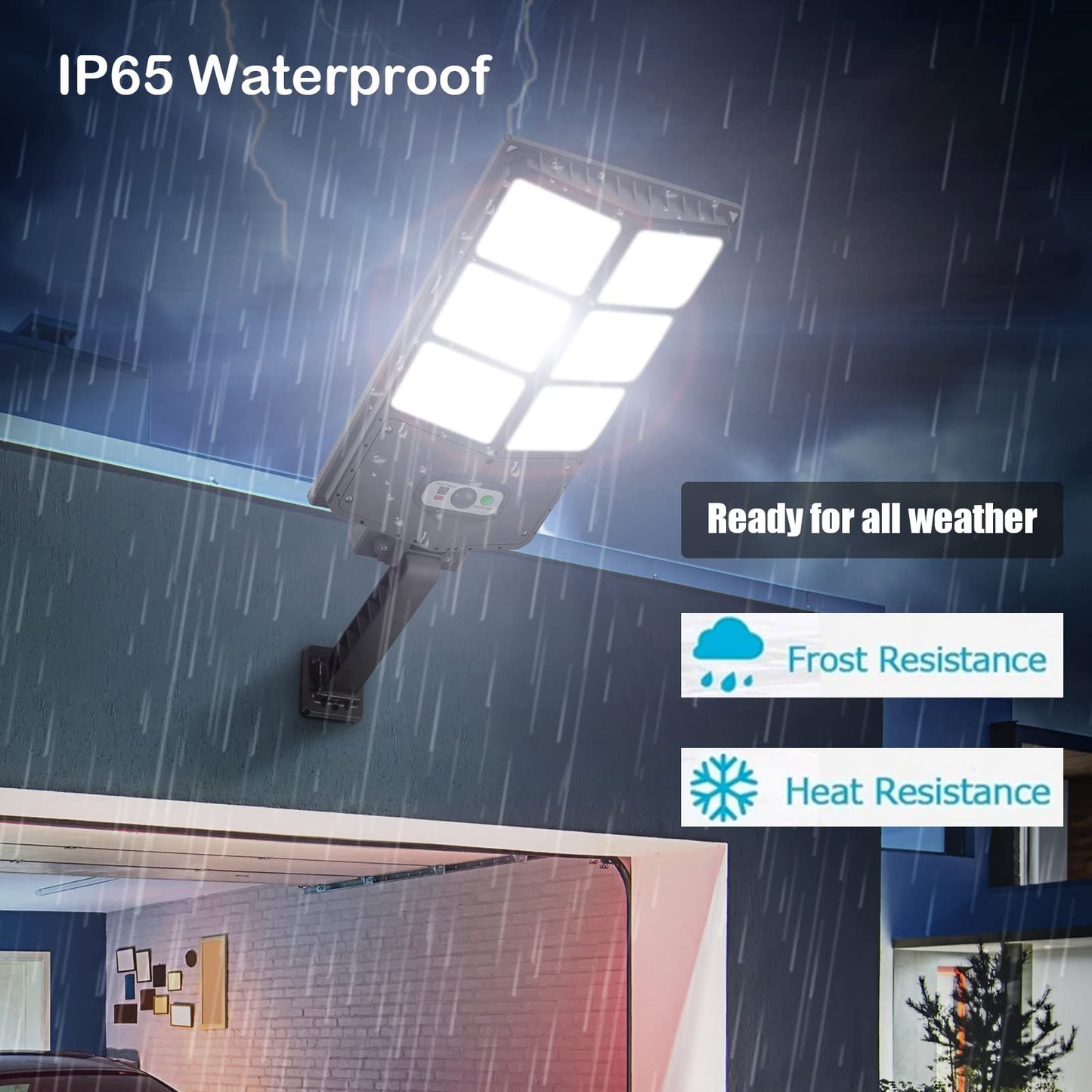 GORLDE 150W Solar Wall Light, Motion Sensor, 8000LM, IP65 Waterproof, Remote Control, Black