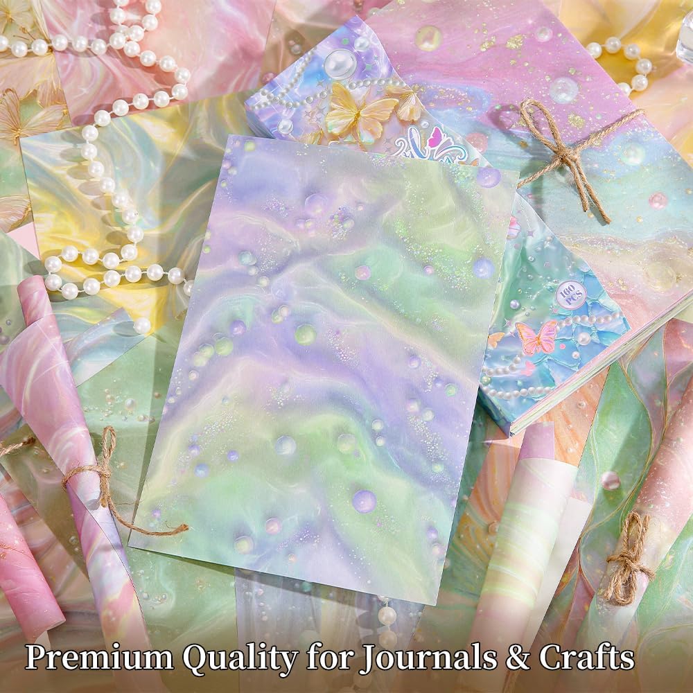 160 Sheets of Pearlescent Scrapbook Paper, journaling Scrapbook Supplies Craft Collage Paper Set, Junk Journal Bullet Journal Poster Room Decor for Card Making Decorative Gifts