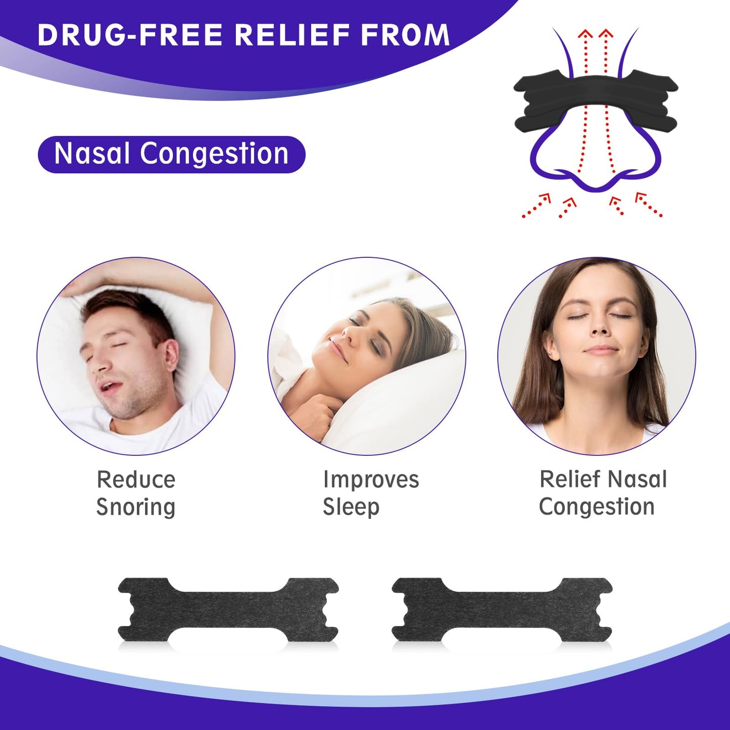 Nasal Strips Extra Strength, 60 Ct Nasal Strips for Snoring Relief, Help Stop Snoring, Improved Sleep, Reduce Snoring, Day & Night Use, Nasal Dilators for Men & Women