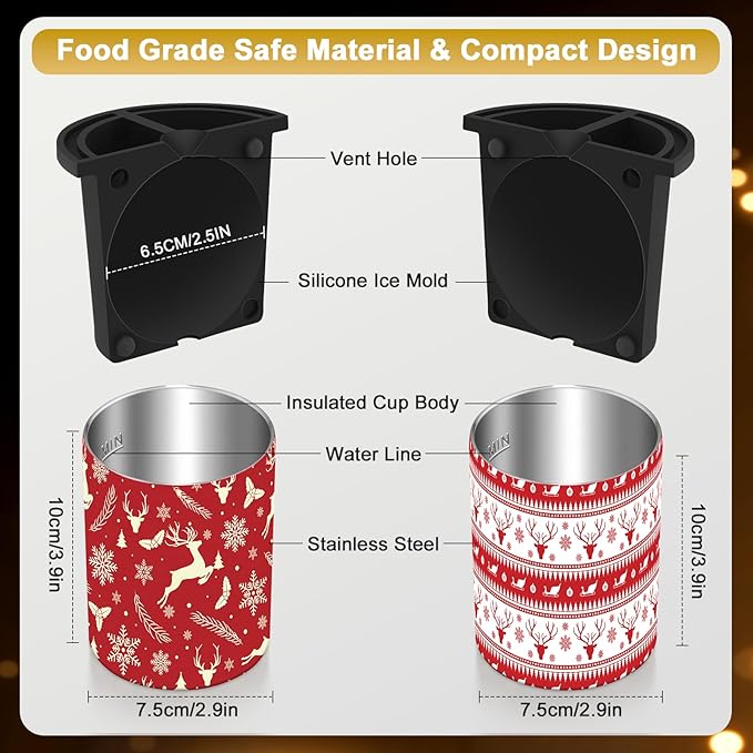 Clear Ice Cube Maker - 2.5" Round Ball - Stainless Steel Clear Ice Cube Molds - Sphere Mold & Christmas Gift for Cocktails, Drinks & Bourbon, Whiskey Gifts for Men Women Dad(2 Packs)