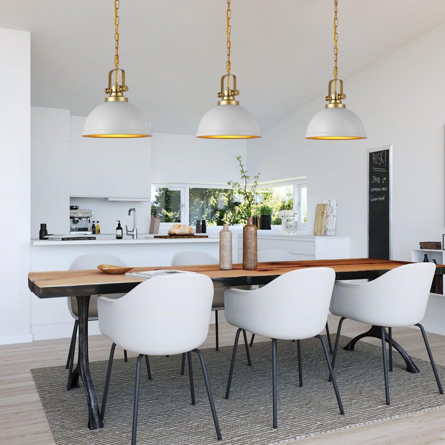 Mgcanyu Modern White And Gold Pendant Lights 11.8 Vintage White Gold Pendant Light Fixtures Iron Dome Lighting Hanging Ceiling For Kitchen Island Dining Room Restaurant Bedroom Farmhouse Entrance