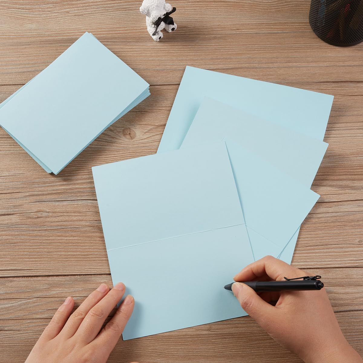 50 Pack Blank Cards Folded Cardstock Thank You Blank Greeting Cards for Invitations, Wedding, Greeting Cards, All Occasion DIY (Light Blue, 3x5)