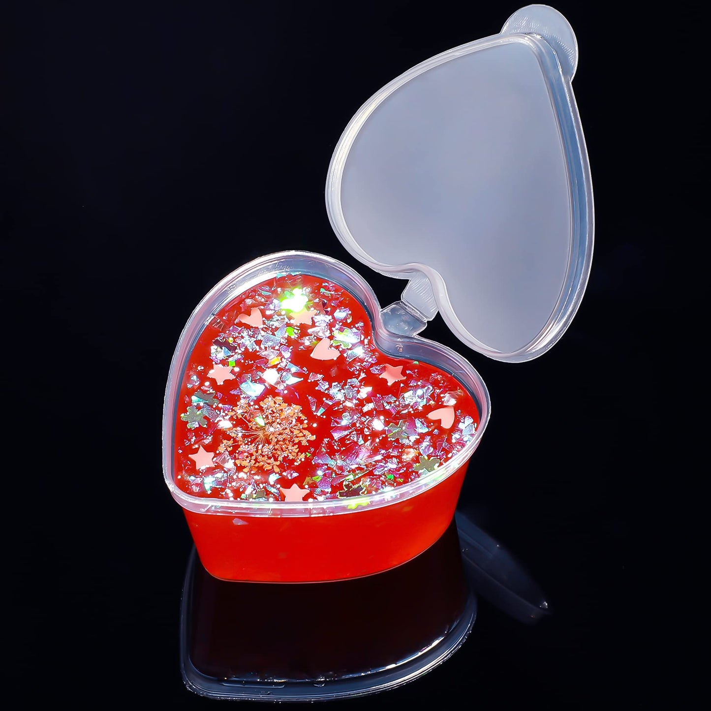 Disposable Plastic Cups with Leak-Proof Lids and Heart-Shaped Souffle, Jello, Condiment Containers - 100 Sets, 1.5 oz Each