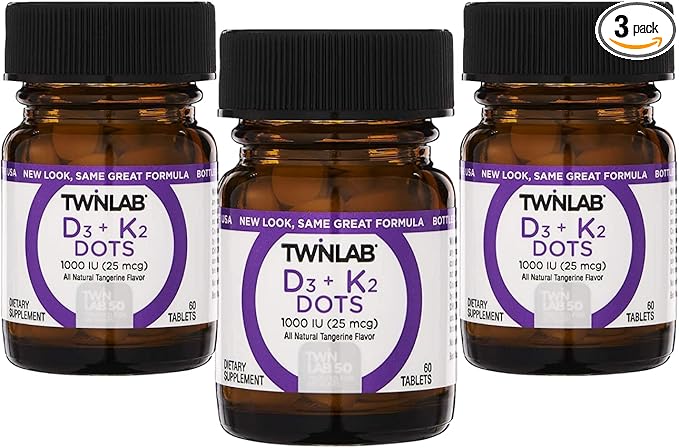 Twinlab Vit D3 1000 & K2 Dots, 3 pk