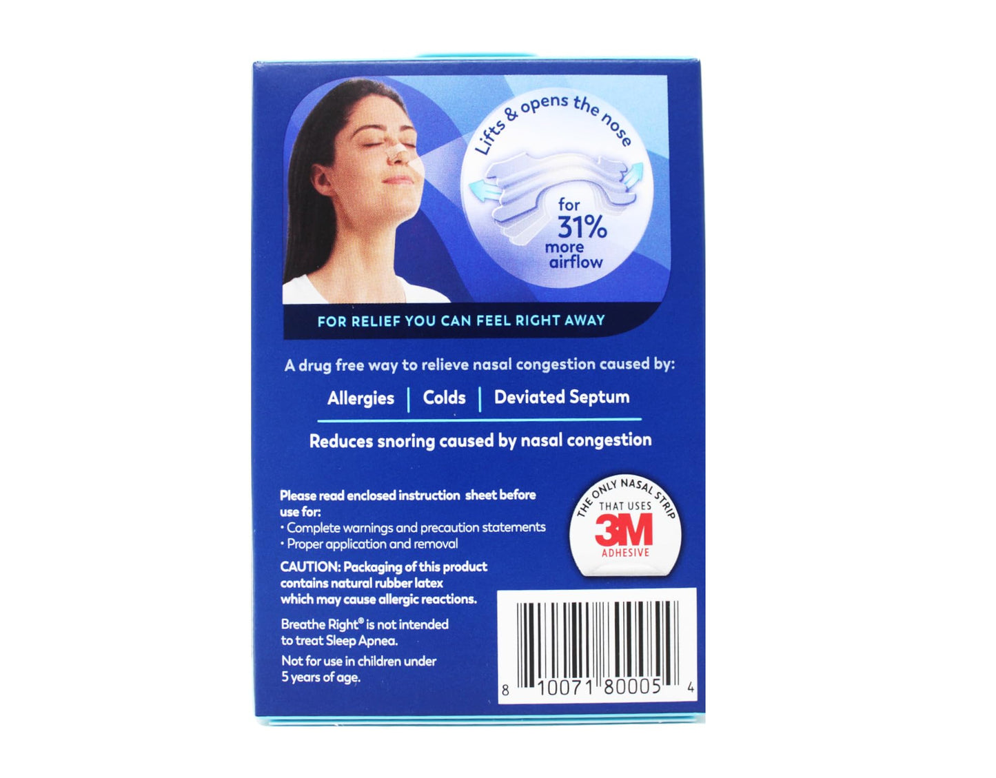 (120 Strips) Breathe Right Nasal Strips Clear Large for Sensitive Skin