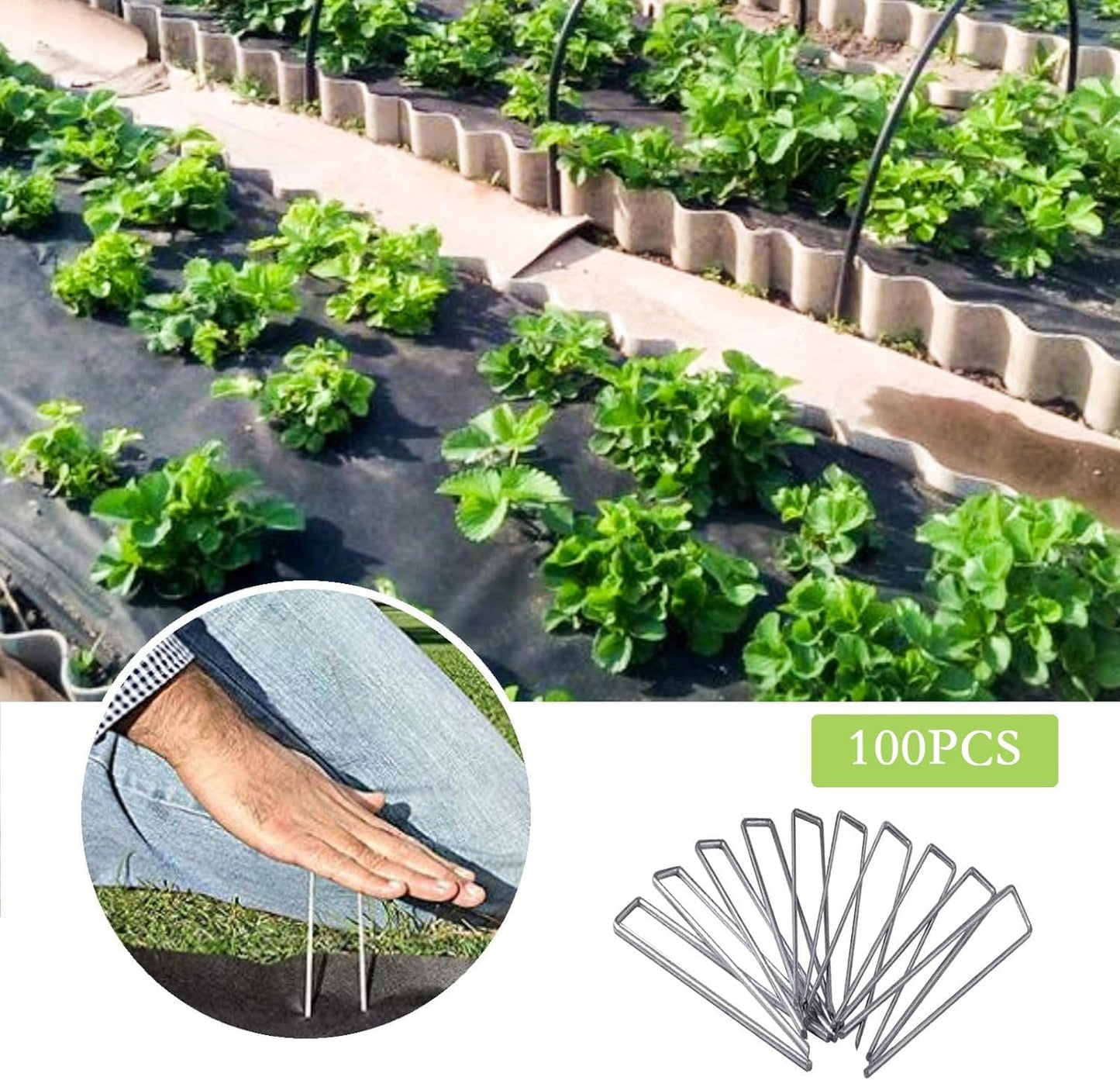 6 Inch Galvanized Garden Landscape Staples Stakes 25 50 100 PCS Anti-Rust Garden Staples U-Shaped Landscape Pins for Secure Lawn Fabric (100, 6 Inch)