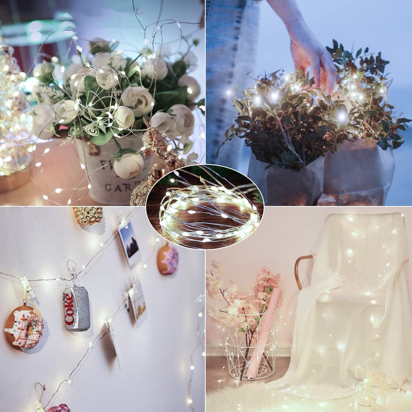 Minetom Fairy Lights - 20 LED Battery Operated String Lights, 7ft, 12 Pack, Copper, White for Mason Jars, Decor, Crafts, Wedding
