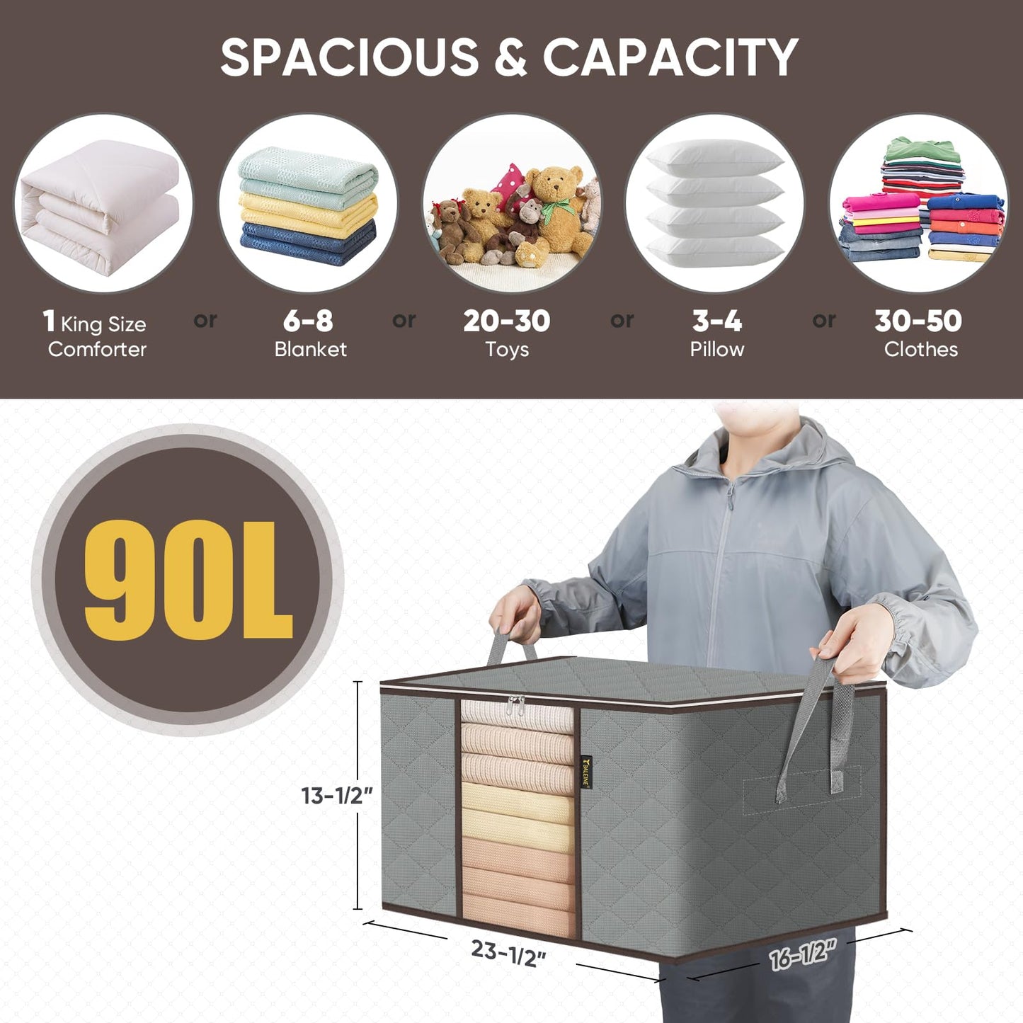 BALEINE Extra Large Storage Tote + 2 Pack Clothes Storage Bags
