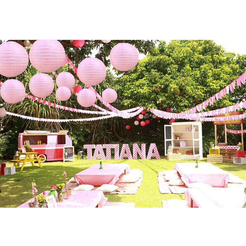 Beishida Pink Round Paper Lanterns - 10 Pack Decorative Chinese Lanterns For ValentineS, Birthdays, Weddings, And Baby Showers