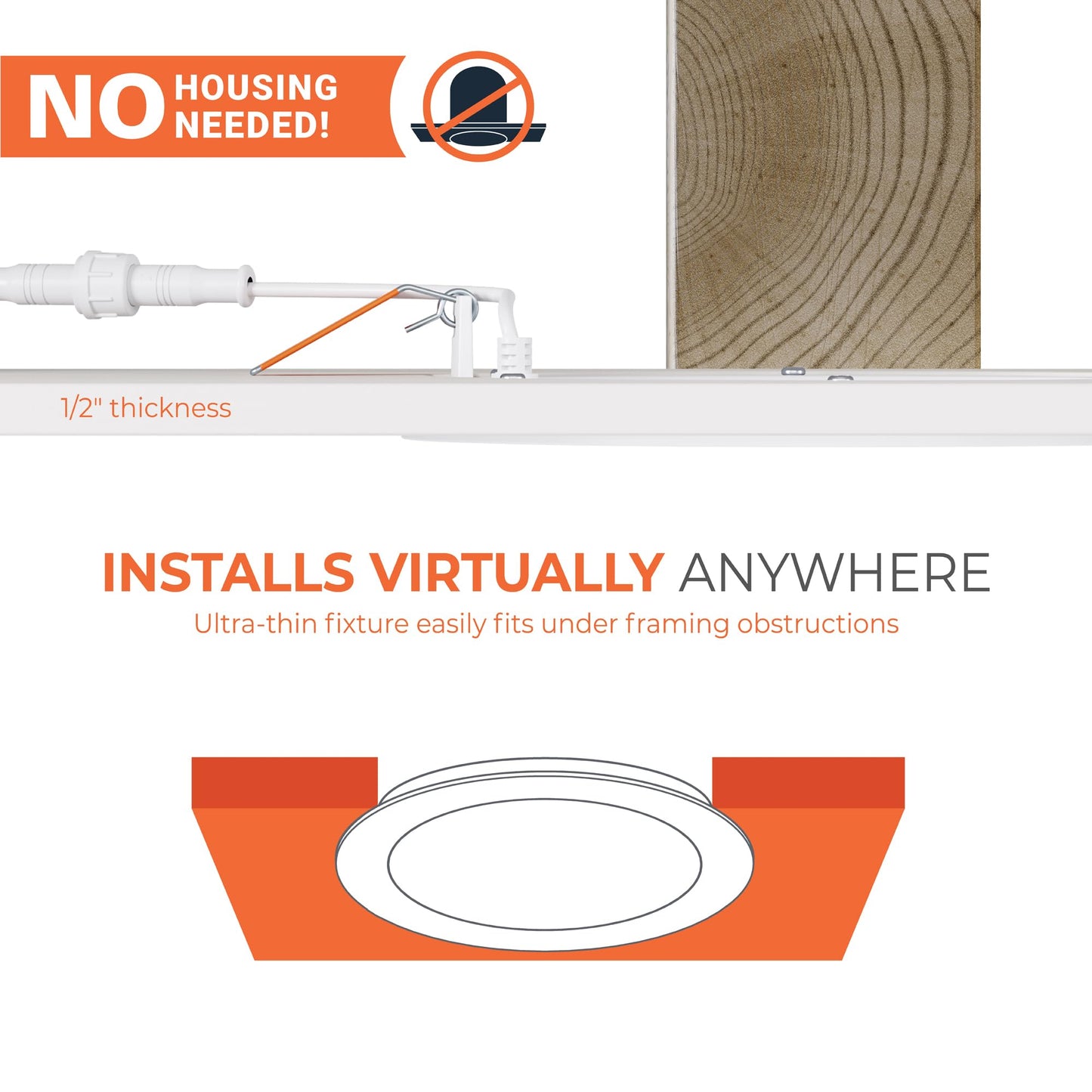 HALO 6 Inch Recessed Lighting, LED Canless Shower Light, Dimmable, Selectable Lumens, White, Model HLB6LSFS5-6PK, 6-Pack