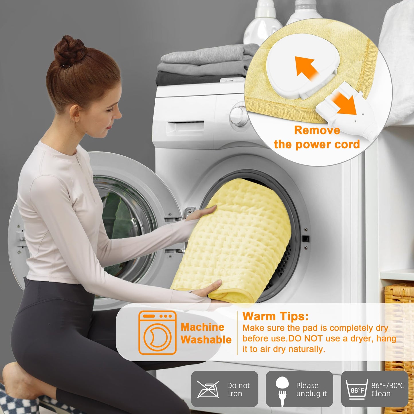 Deepsoon Heating Pad,Electric Heating Pads for Back,Neck,Abdomen,Moist Heating Pad for Shoulder,Knee,Arms,Legs,Dry/Moist Heat & Auto Shut Off,Christmas Gifts for Men and Women,Light Yellow,24x12 Inch