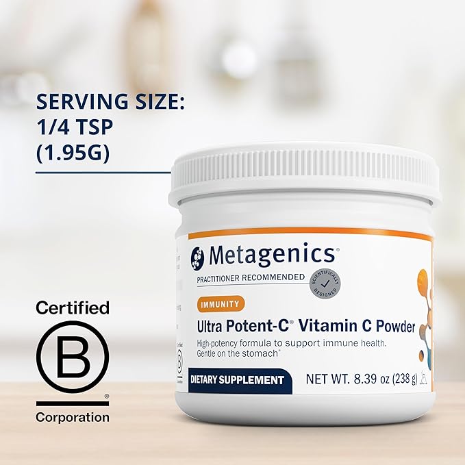 Metagenics Ultra Potent-C Vitamin C Powder - Immune Support Supplements* - Gentle On Stomach - with Bioflavonoids, L-Glutathione & L-Lysine - Non-GMO - Gluten-Free - 8.39 oz