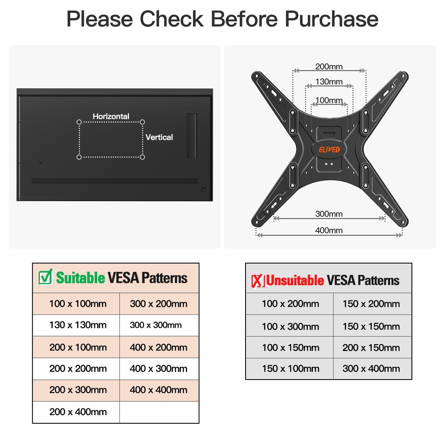 ELIVED Outdoor Long Arm TV Wall Mount for Most 26-65 Inch TVs, 37.4 Inch Long Extension TV Mount Swivel and Tilt, Max VESA 400x400mm, Full Motion Weatherproof Wall Mount tv Bracket Holds up to 77 lbs.