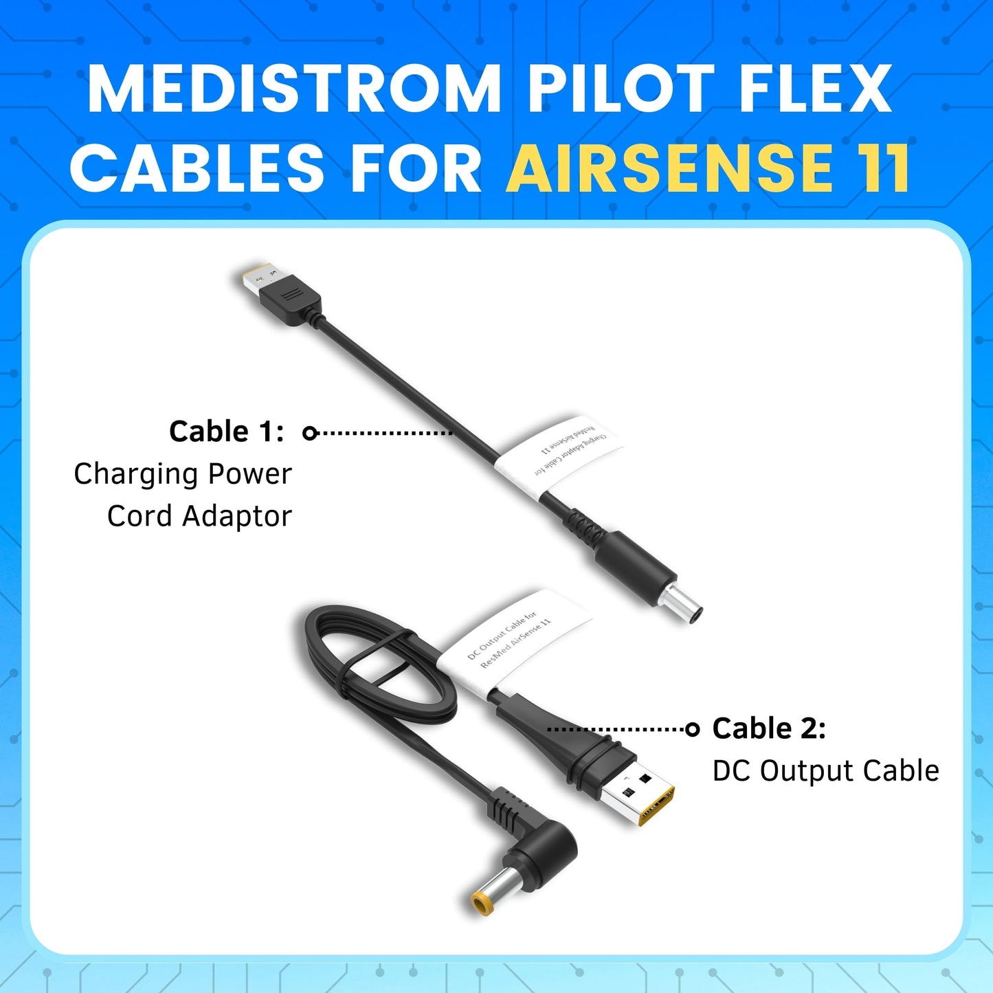 Medistrom Pilot-Flex Cable Kit Compatible with AirSense 11 CPAP Machine – CPAP Power Cord, Replacement Cord for CPAP Machines, Adapter, CPAP Accessories