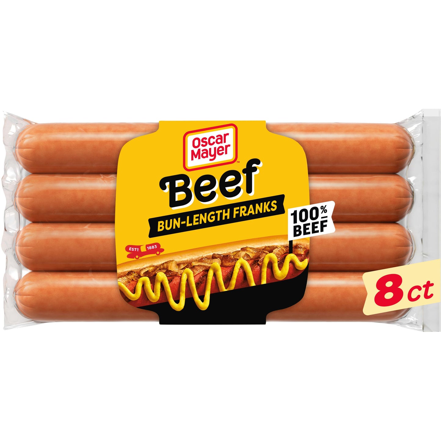 Oscar Mayer Bun-Length Beef Franks Hot Dogs, 8 ct Pack