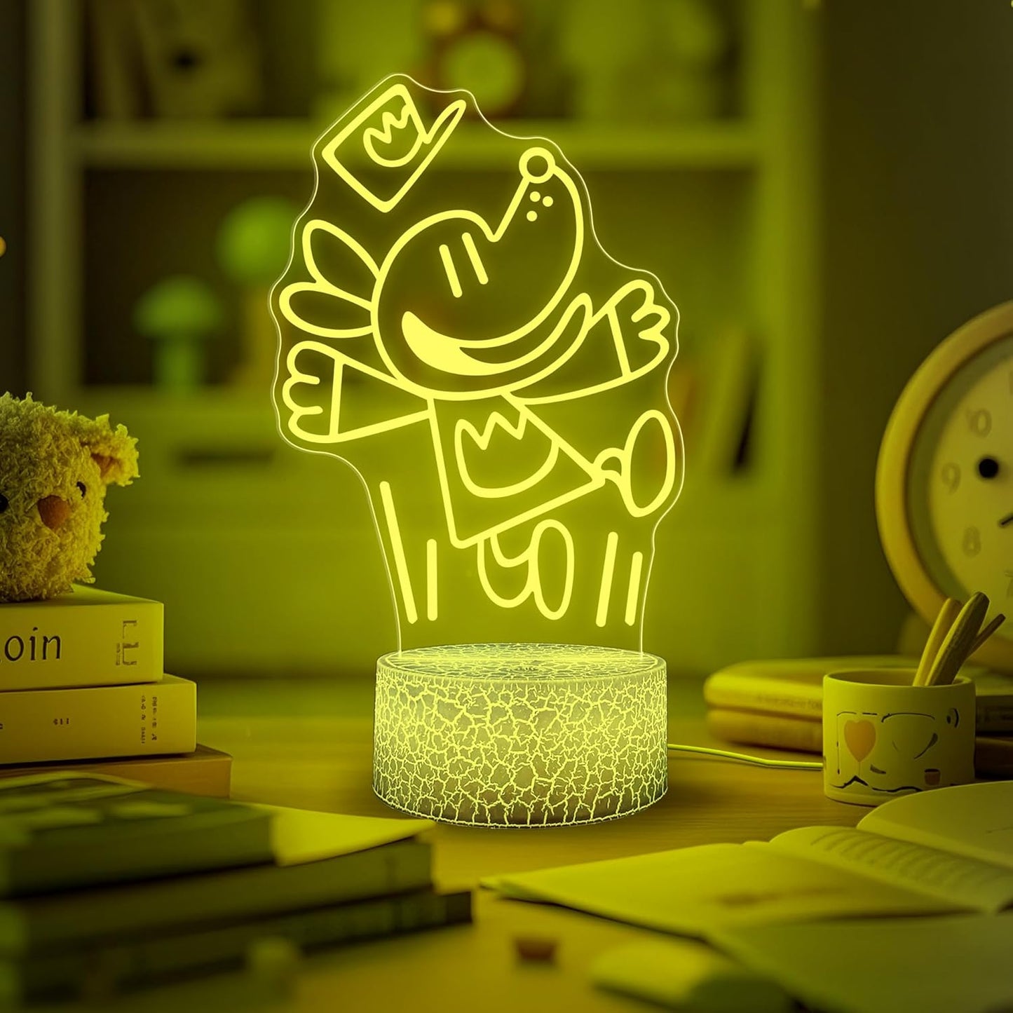 Officially Licensed Dog Man Night Light - Dog Man LED Glow Light with Removable 7 Colors Base, Kids Bedroom Decor Lamp, Night Light for Kids, Christmas Birthday Gifts for Boys & Girls