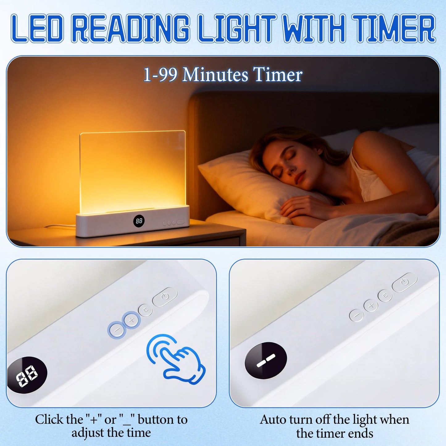 LED Reading Light, Rechargeable Clear Flat Book Light with 3 Colors & Timer, Dimmable Book Lights for Reading at Night, Doodleable Panel Plate Lamp Full Page Lights, for Book Lovers (Pink)