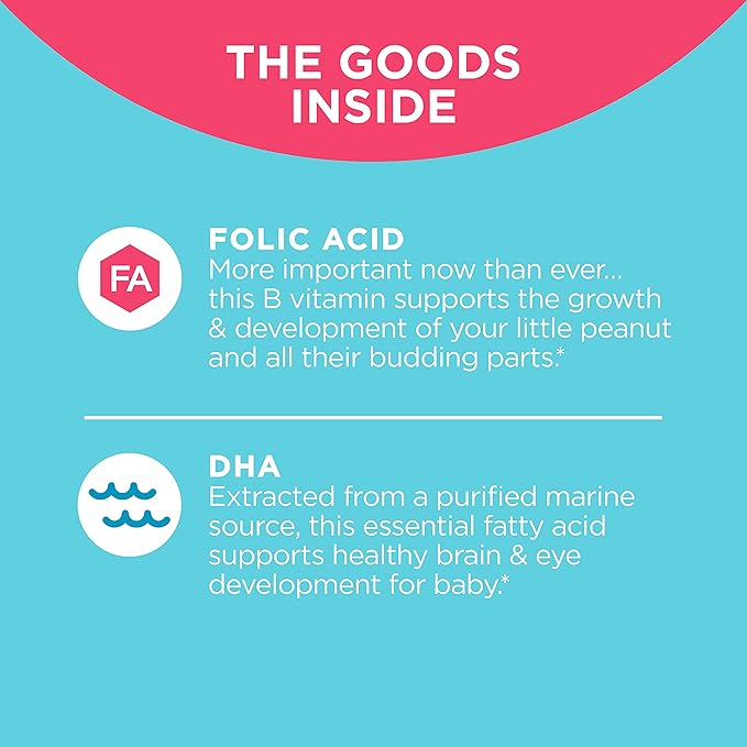 OLLY The Essential Prenatal Gummy Multivitamin, 30 Day Supply (Gummies) & Fiber Gummy Rings, 5g Prebiotic Fiber, FOS (Fructo-oligosaccharides), Digestive Support, Berry Melon 50ct