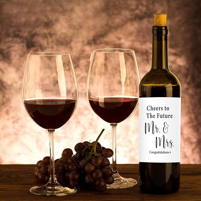 24 Pcs Mr And Mrs Wine Labels, Wedding Shower Gifts, Mr And Mrs Bridal Shower Wedding Engagement Party Decorations Gifts Wine Label, Cheers To The Future Mr And Mrs Wine Bottle Labels
