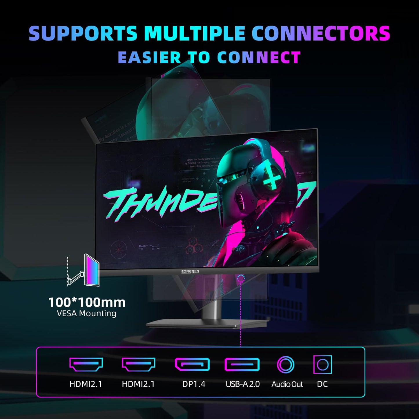 CUNPU 27 Inch 4K 144/160Hz Gaming Monitor, UHD 3840x2160 Fast IPS Panel PC Monitor, 135% sRGB, HDR400Nit, Freesync & G-sync, Support PS5 Xbox 4K 120Hz, HDMI 2.1,DP 1.4, Height/Vertical Adjustment