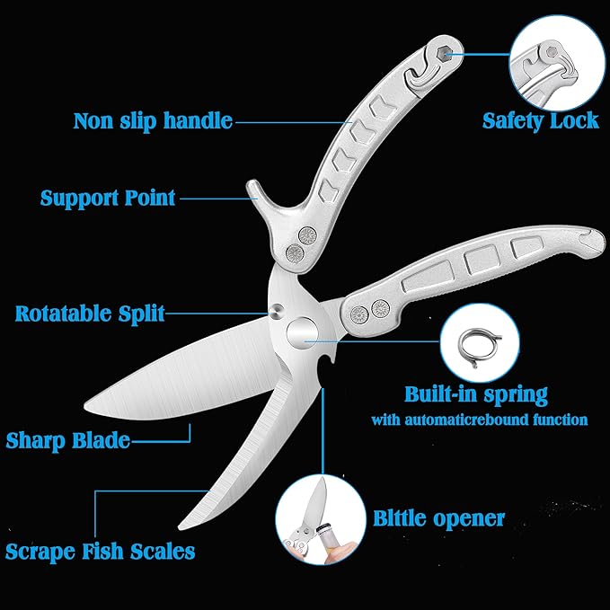 Poultry Shears Scissors Heavy Duty,Kitchen Shears,Multi-purpose Stainless Steel Kitchen Scissors for Christmas Turkey Food, Chicken,Fish,Meat,Separable easy to clean thoroughly,Dishwasher Safe.