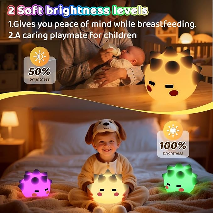 Night Light for Kids, Silicone Touch Night Light for Baby Nursery, Voice-3-Level Warm Light Adjustment Portable Nursing Room Light, Rechargeable Nightlight for Girls and Boys Bedside Gift