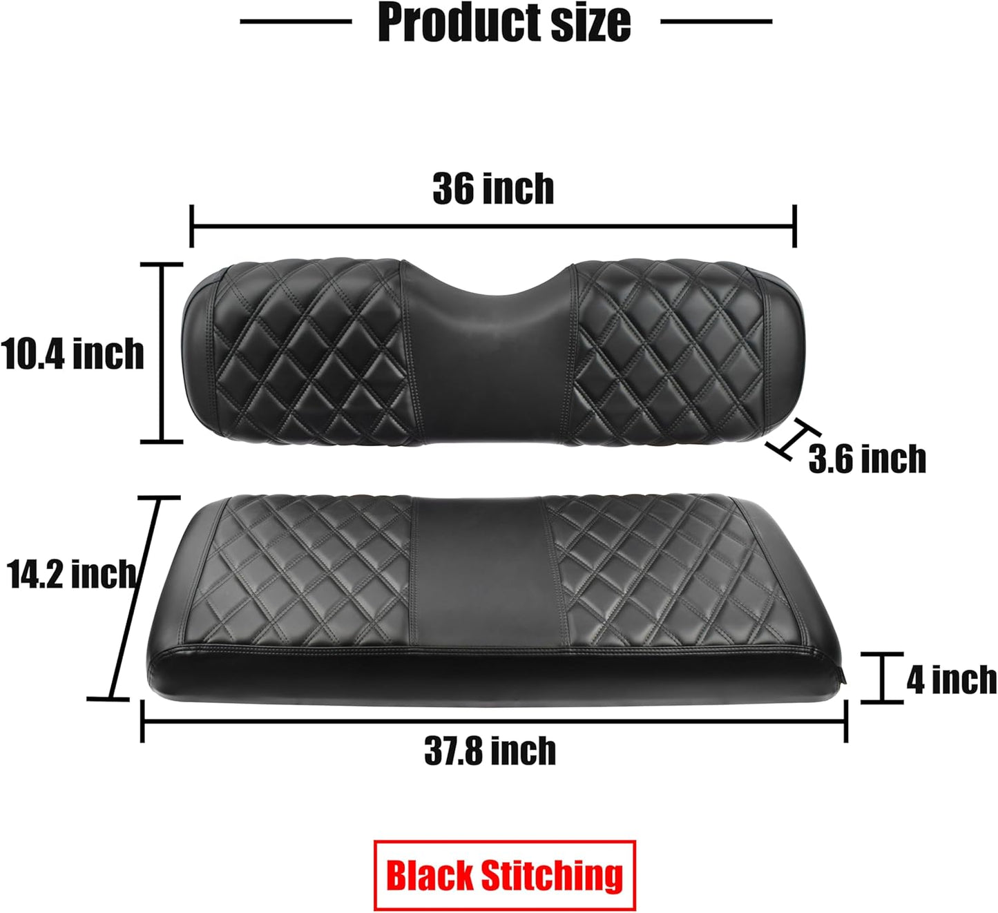 NOKINS Golf Cart RS Diamond Seat Cover for Standard Seat Cushion Aftermarket Back Seat Kit, No Staples Required,Golf Cart Vinyl Replacement Seat Cover Black Stitching