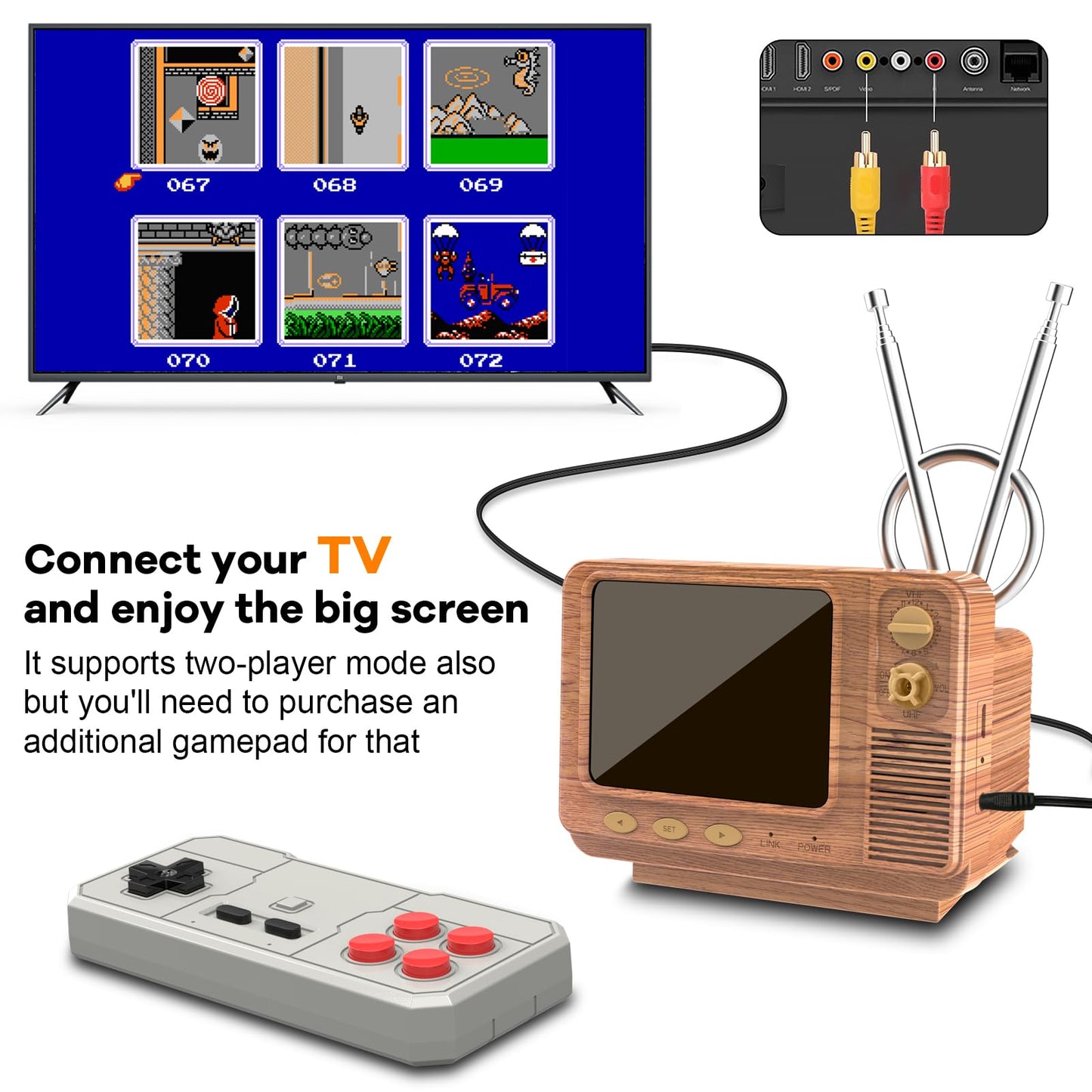 Handheld Game for Kids -Preloaded 168 Retro Video Games, Portable Gaming Player Support Two Players 3.0" LCD Screen, Mini TV Electronic Toy Gifts for Boys Girls