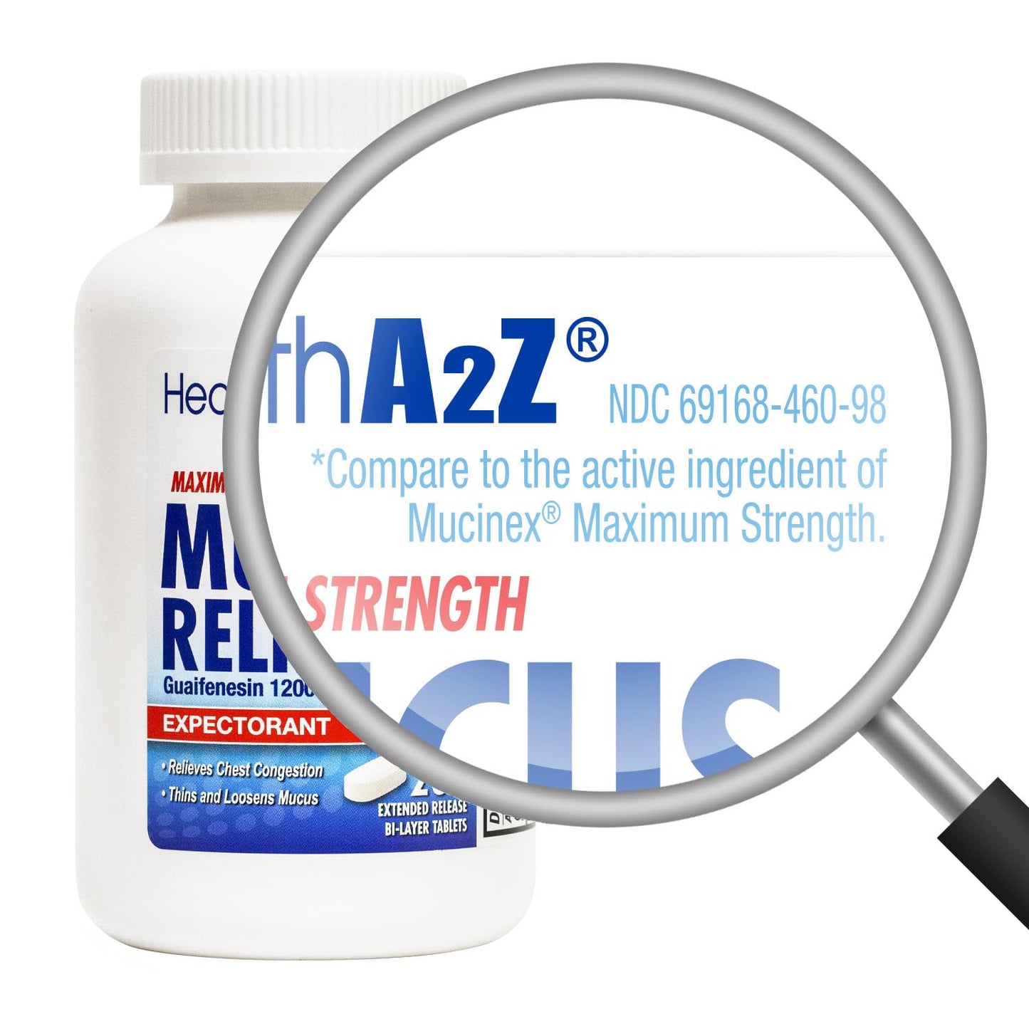 HealthA2Z® Mucus Relief | Guaifenesin 1200 mg |12 Hour | Expectorant | Relieves Chest Congestion | Thins and Loosens Mucus (200 Tablets)