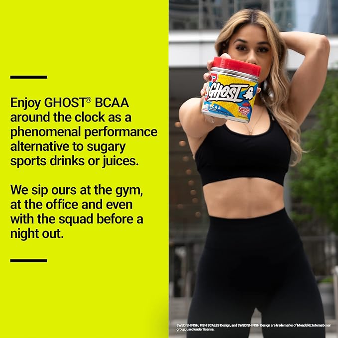 GHOST BCAA Powder Amino Acids Supplement, Lemon Crush - 30 Servings - Sugar-Free Intra, Post & Pre Workout Amino Powder & Recovery Drink, 7G BCAA