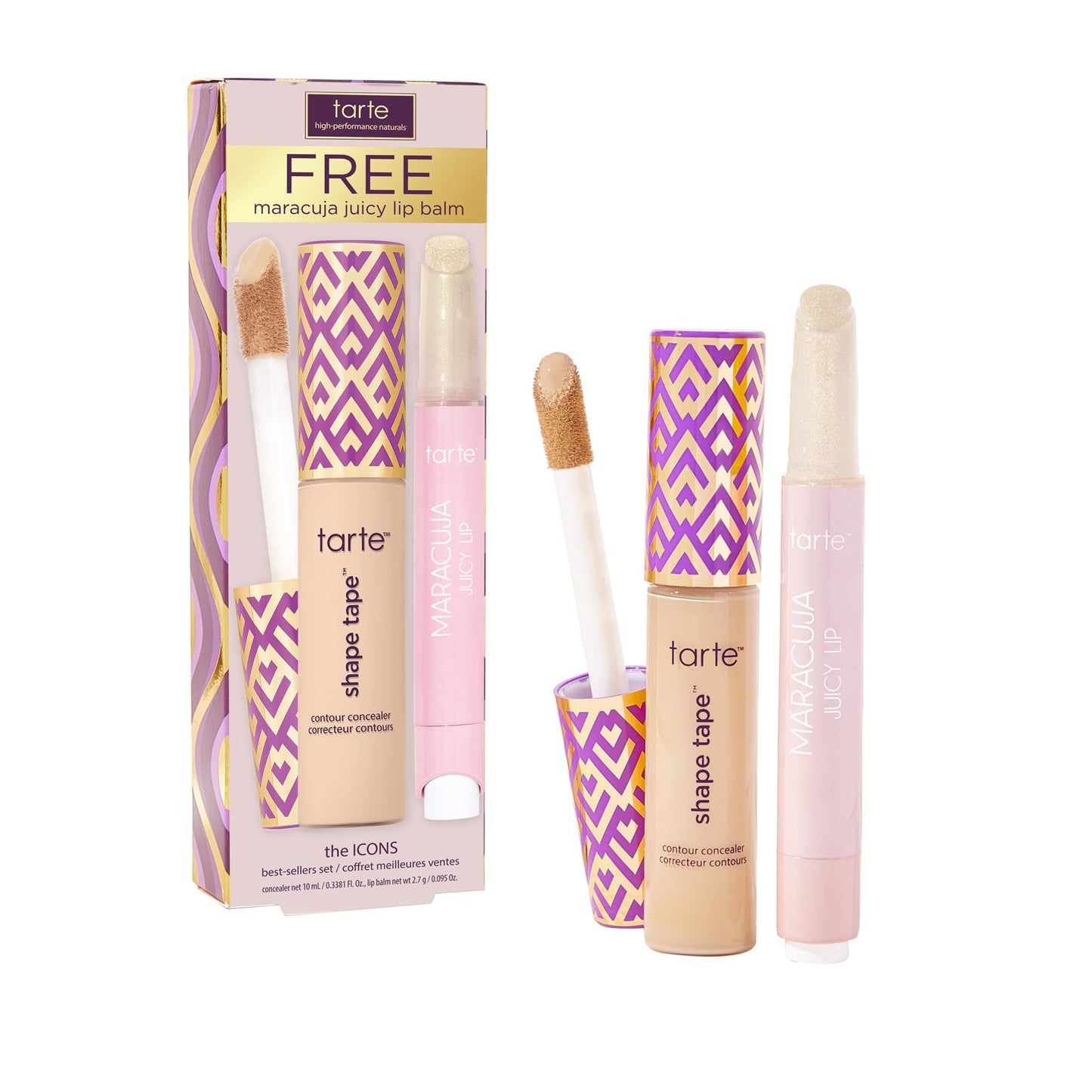tarte icons shape tape concealer & maracuja juicy lip duo - 22N light neutral & sunflower - full size