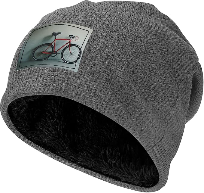 Retro Bicycle Pattern Print Lightweight Waffle Pullover Hat Men Women Winter Headwear Outdoor Camping Travel