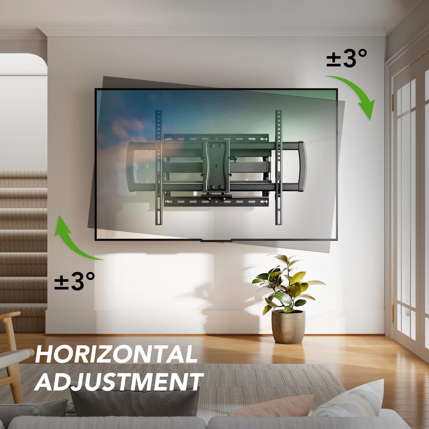 AX WABER Full Motion TV Wall Mount Bracket for Most 32-85 inch TVs,TV Mount with Dual Articulating Arms,Tilt/Swivel/Extension/Leveling,Fits 8” 12” 16" Studs,Max VESA 600x400mm, Holds up to 132lbs