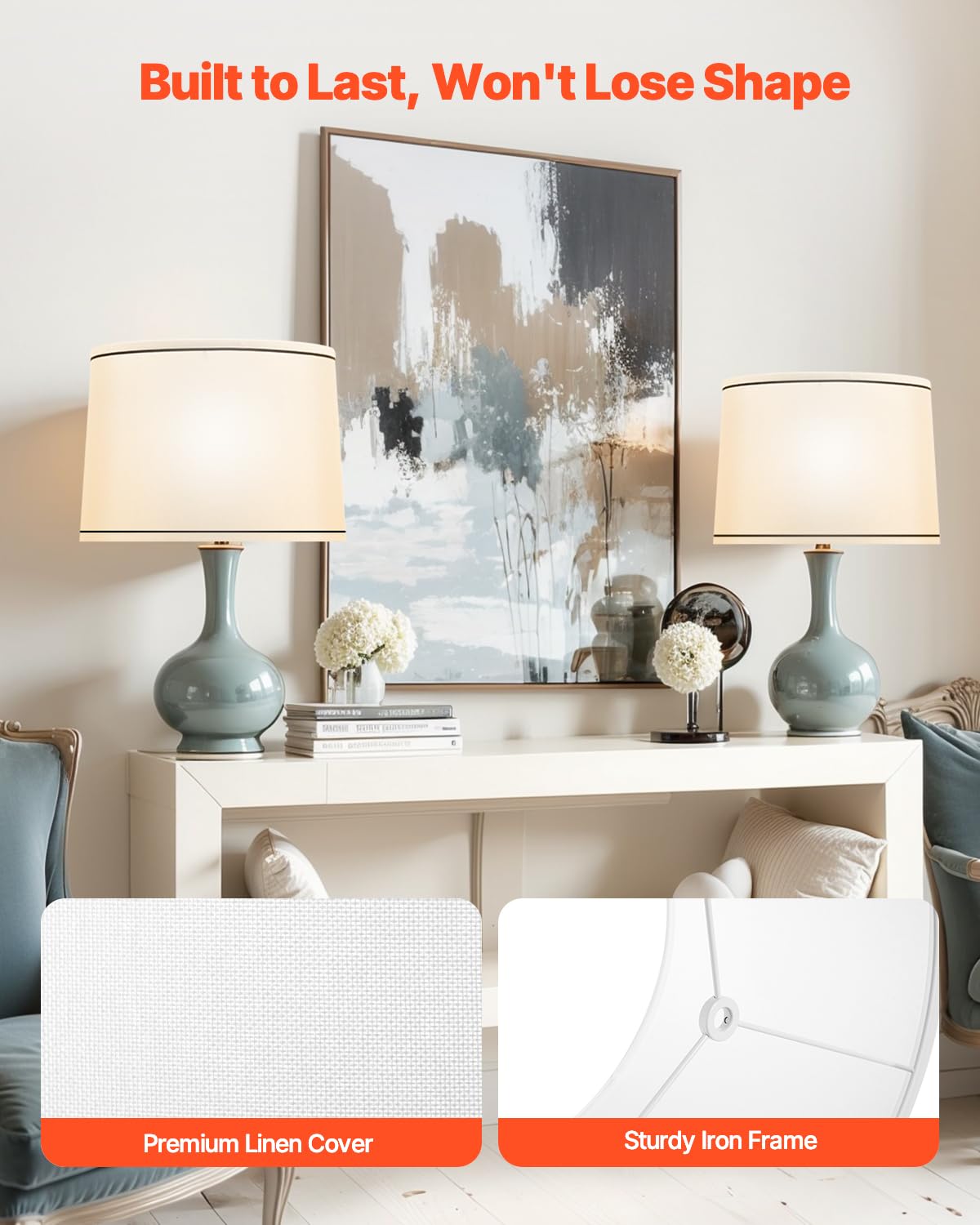 Vevor Lamp Shade 2 Set  11 In Top X 13 In Bottom X 10 In High (Spider Fitter)  Medium Lampshade With Harp  Replacement Lamp Shade For Table & Floor Lamps Pendant Lights  White With Black Edge