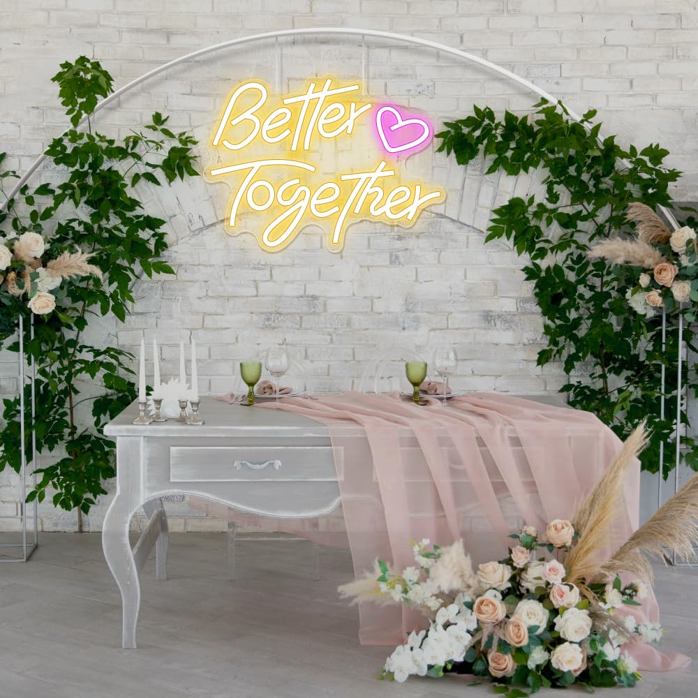 Arrinew Led Neon Sign - Better Together Warm White Acrylic Wall Decor, Model Nhd06, Usb Powered For Parties & Holidays