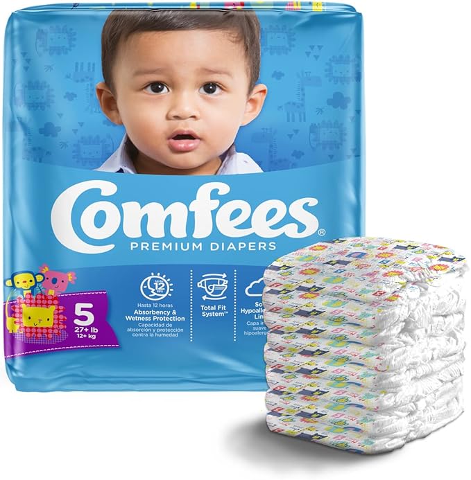 Comfees Premium Baby Diapers with Total Fit System for Boys & Girls, Size 5, 27Count, CMF-5