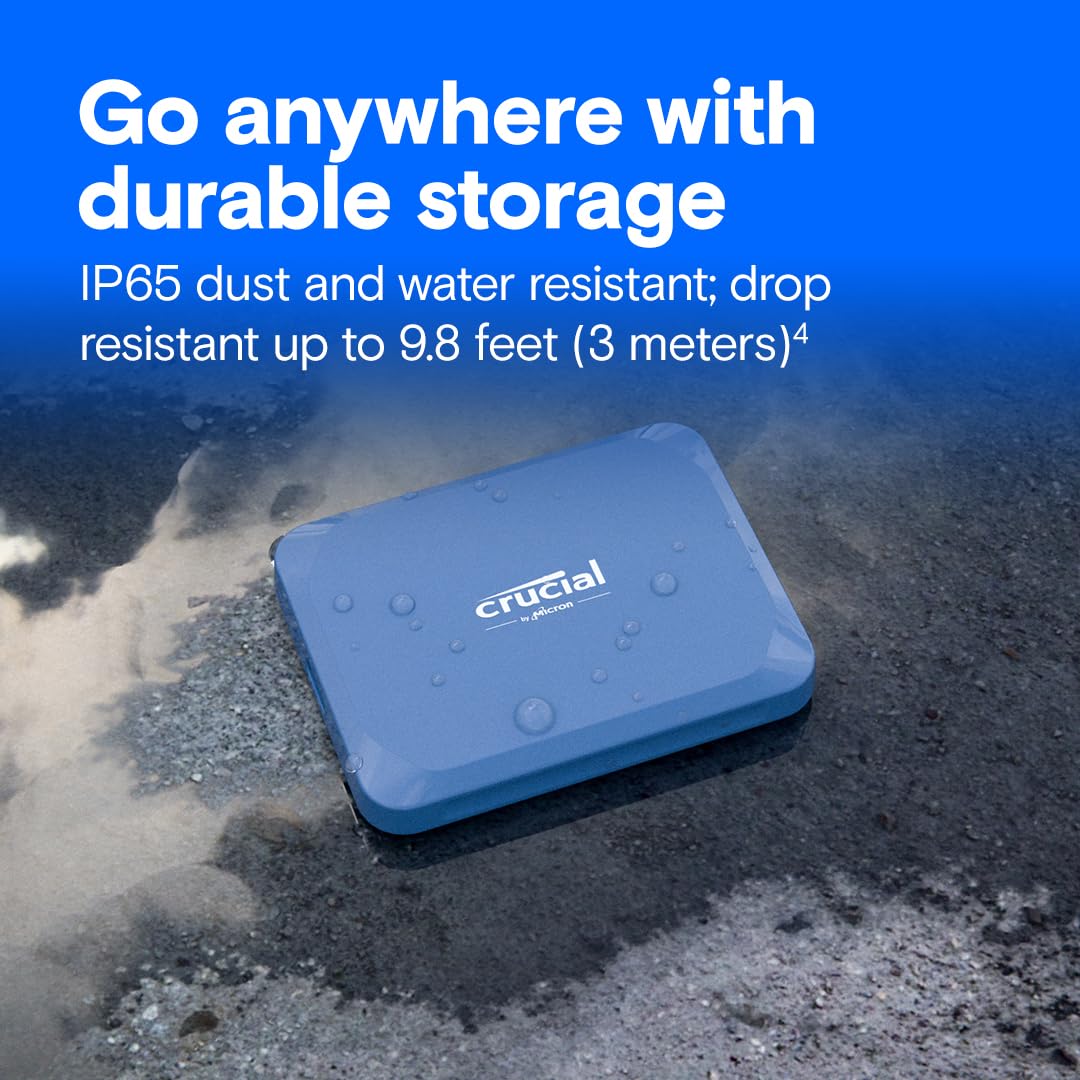 Crucial X10 4Tb Portable Ssd, Up To 2,100Mb/S, Usb 3.2 Usb-C, External Solid State Drive, Compatible With Windows, Mac & Android