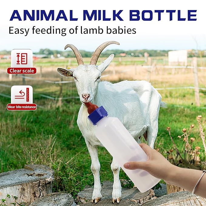 2PCS 500ml Calf Nursing Feeder Bottle with Rubber Nipple Milk Feeder Feeding Bottles,Farm Goat Calf Sheep Milk Feeder Livestock Tools (500ml 2pcs)