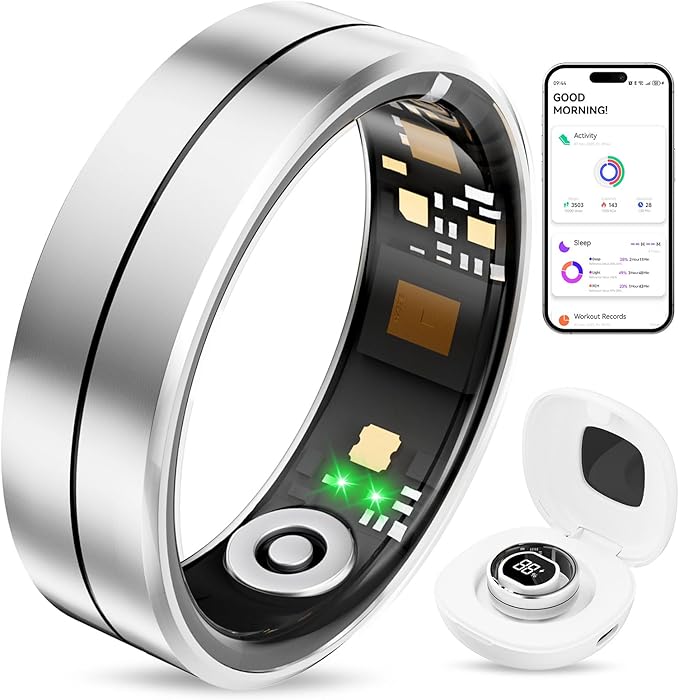 Fvtga Smart Ring for Women Men - Fitness Health Tracker with Sleep Monitoring Heart Rate and Activity Tracking,Blood Oxyge...