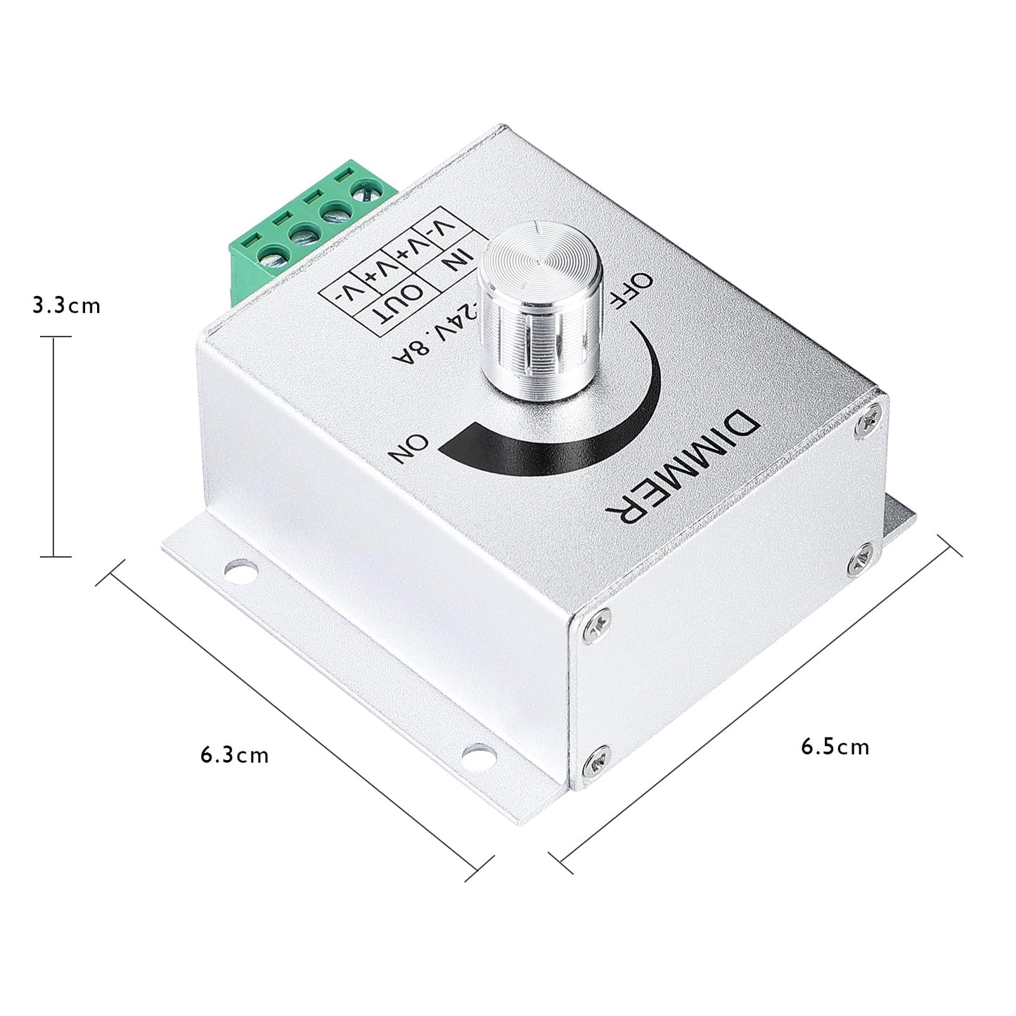 Supernight 12V Dimmer Switch, Aluminium Knob Controller For Led Strips, Single Channel, 8A, Silver, Model H&Pc-70458