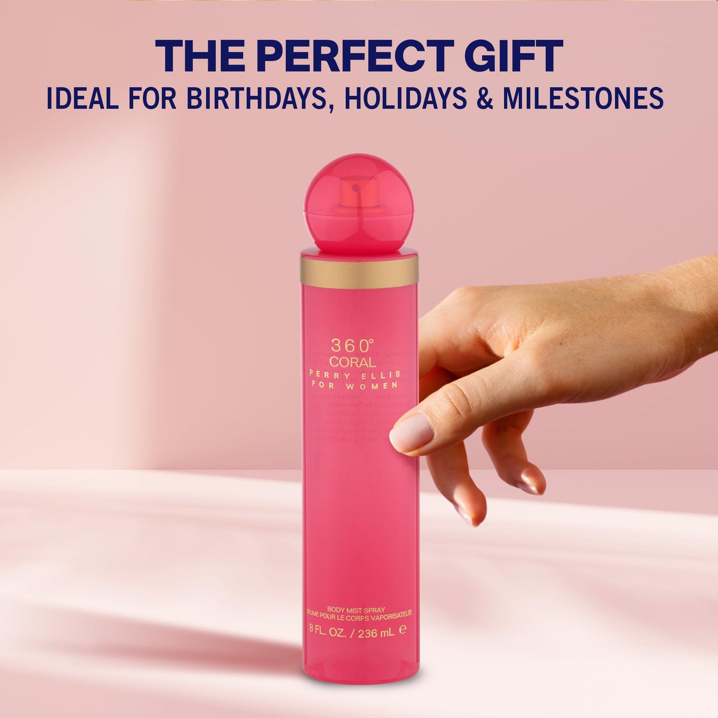 Perry Ellis 360° Coral Body Mist Spray for Women - Perfume for Women, Floral & Fruity Fragrance, EDT, Designer Scent for Her, Long Lasting - 8 fl oz (200 mL)