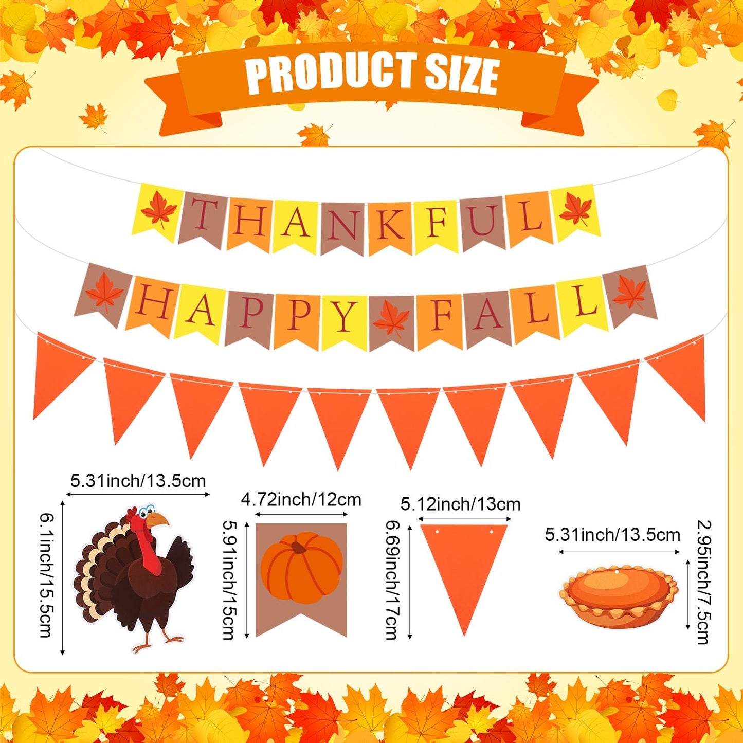 Motiskyy 28 Pcs Thanksgiving Party Decoration Include Thankful Happy Fall Banner Autumn Paper Lanterns Pom Pom Hanging Fans Bunting Garland Swirl Streamers For Thanksgiving Harvest