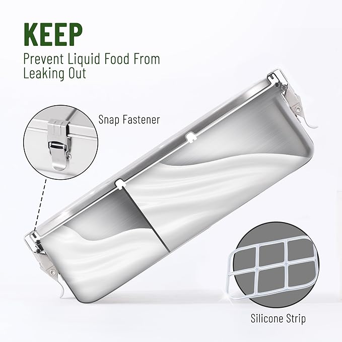 Bento Box for Kids, 1.5L/50oz Stainless Steel Snack Containers with 3 Compartments, Lockable Clip Kids Lunch Box, Eco-Friendly, Leak-proof, Dishwasher-Safe for Home, School, Travel